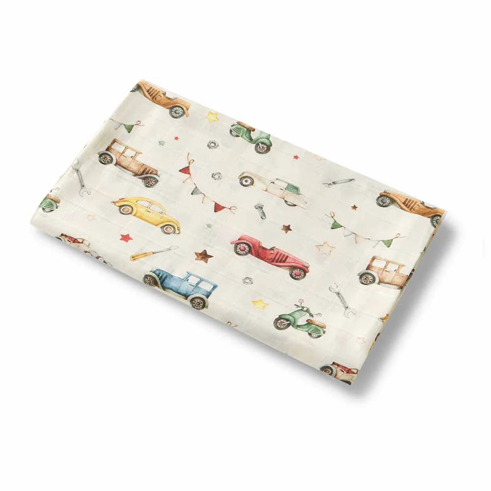 Snuggle Hunny - Vintage Cars Organic Muslin Wrap