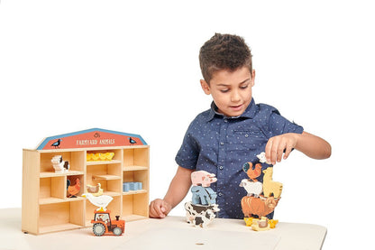 Farmyard Animals with Display Shelf