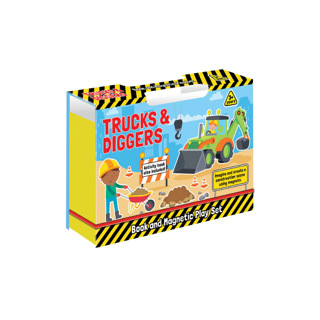 Lake Press - Trucks & Diggers - Book & Magnetic Play Set