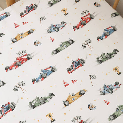Snuggle Hunny - Little Racers Organic Fitted Cot Sheet
