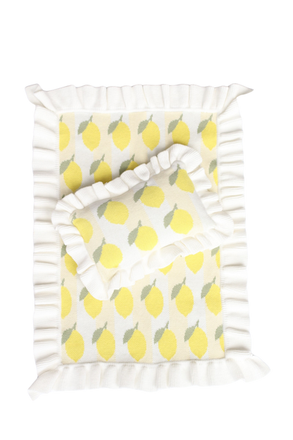 SALLI COLLECTIVE - Freshly squeezed frilled doll Blanket + Pillow set