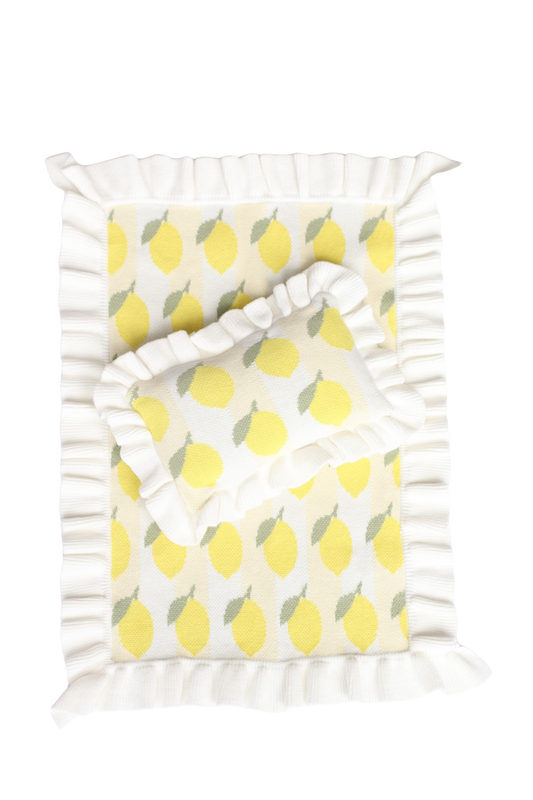 SALLI COLLECTIVE - Freshly squeezed frilled doll Blanket + Pillow set