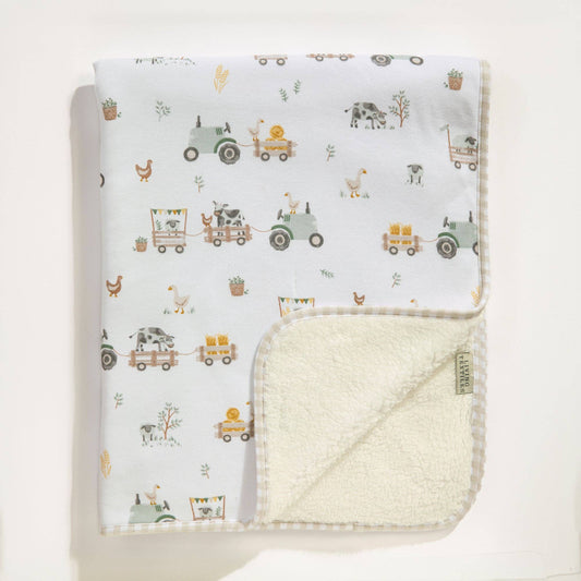 Living Textiles - Jersey Sherpa Blanket - Tractor Ride
