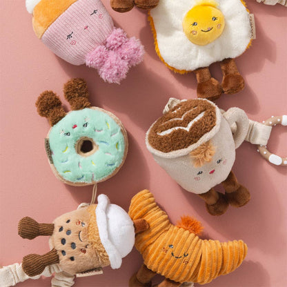Living Textiles - 2 Pack Mini Market Brunch Stroller Toys - Coffee & Croissant
