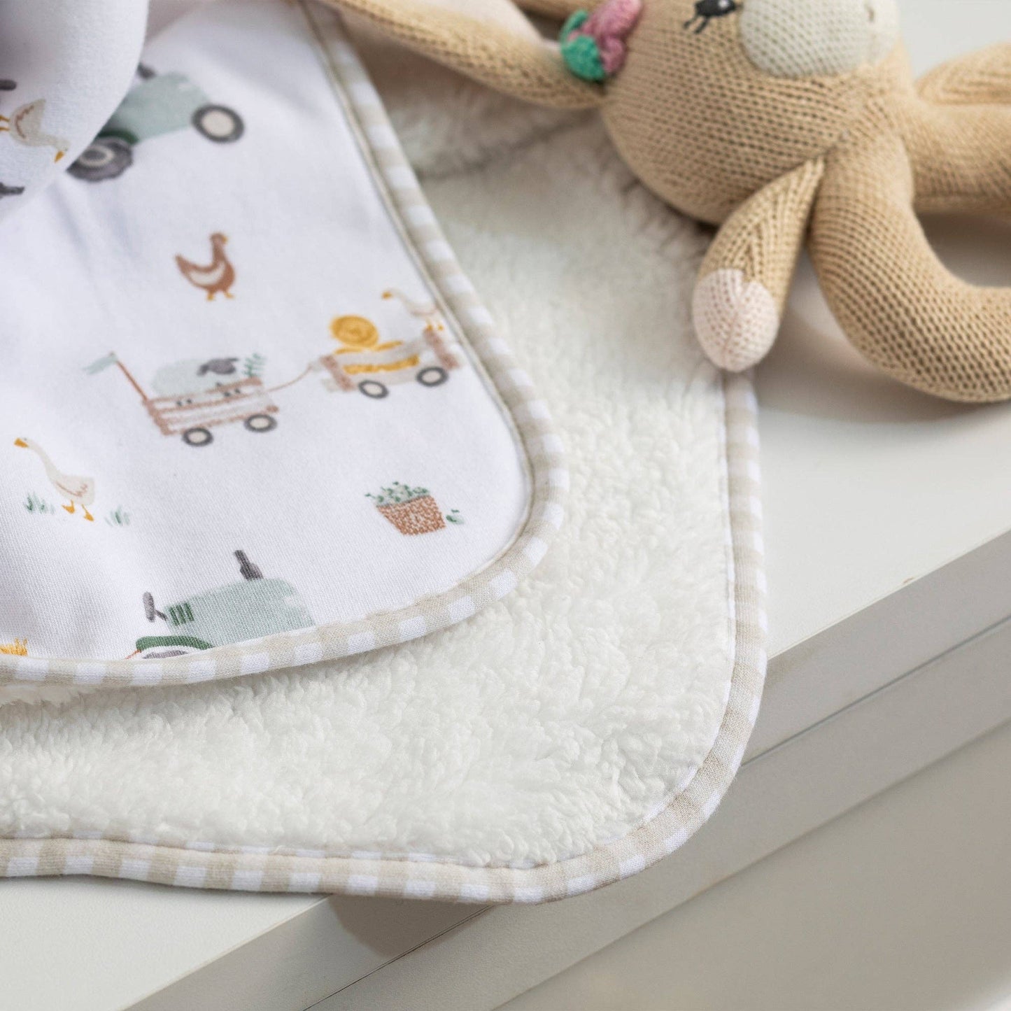 Living Textiles - Jersey Sherpa Blanket - Tractor Ride