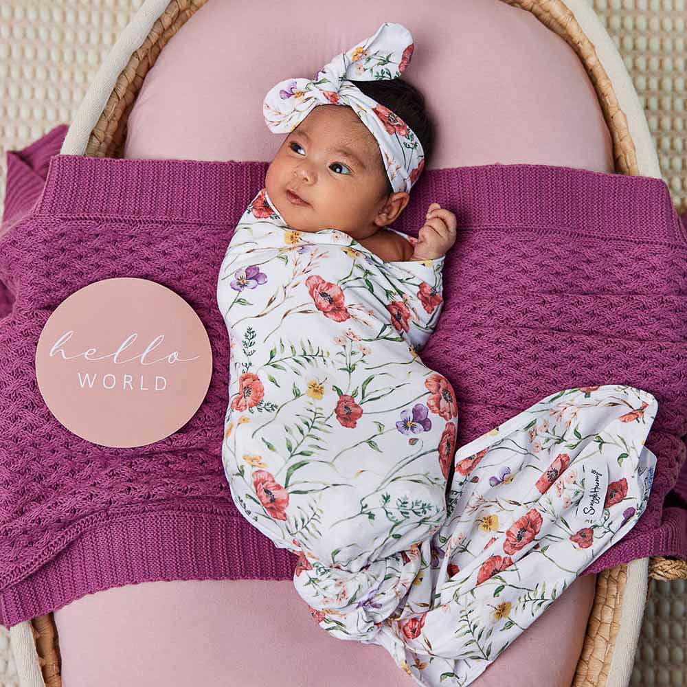 Snuggle Hunny - Meadow Organic Jersey Wrap & Topknot Set