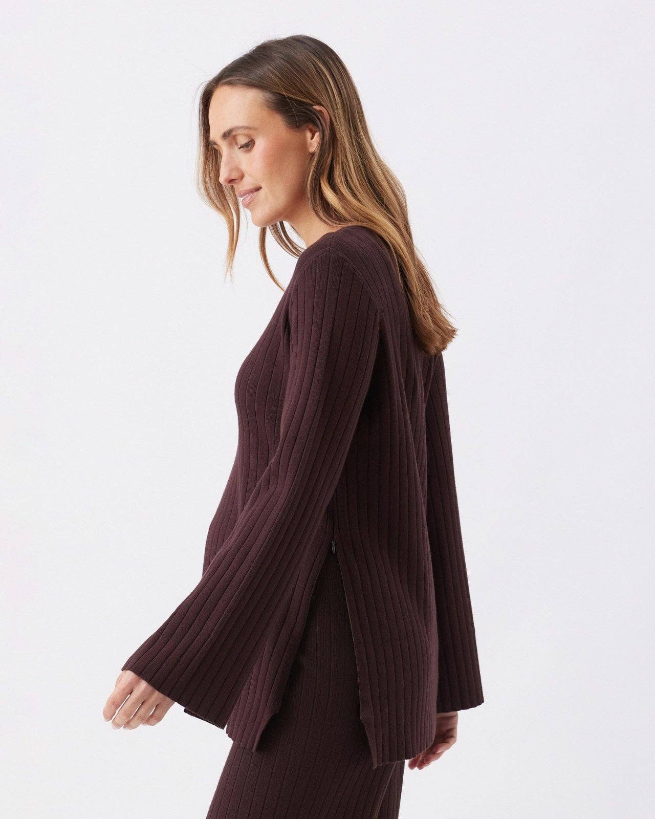 Ripe Maternity - Dallas Rib Knit Nursing Top Cocoa