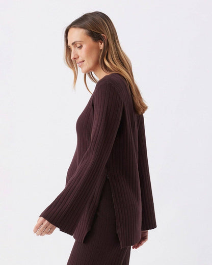 Ripe Maternity - Dallas Rib Knit Nursing Top Cocoa