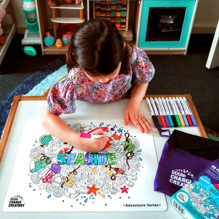 Little Change Creators - SEASIDE | Eco-Friendly Kid's Wipeable Colouring Set