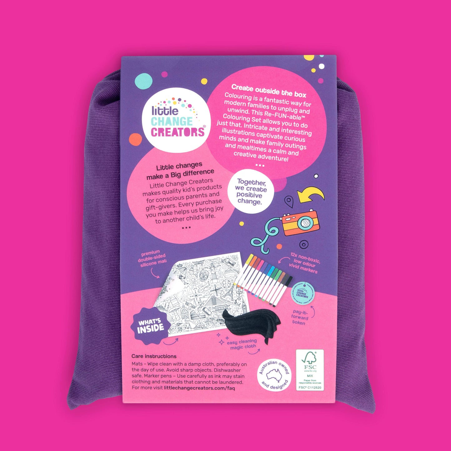 Little Change Creators - OUR WORLD | Re-FUN-able™ Colour-In Placemat for Kids