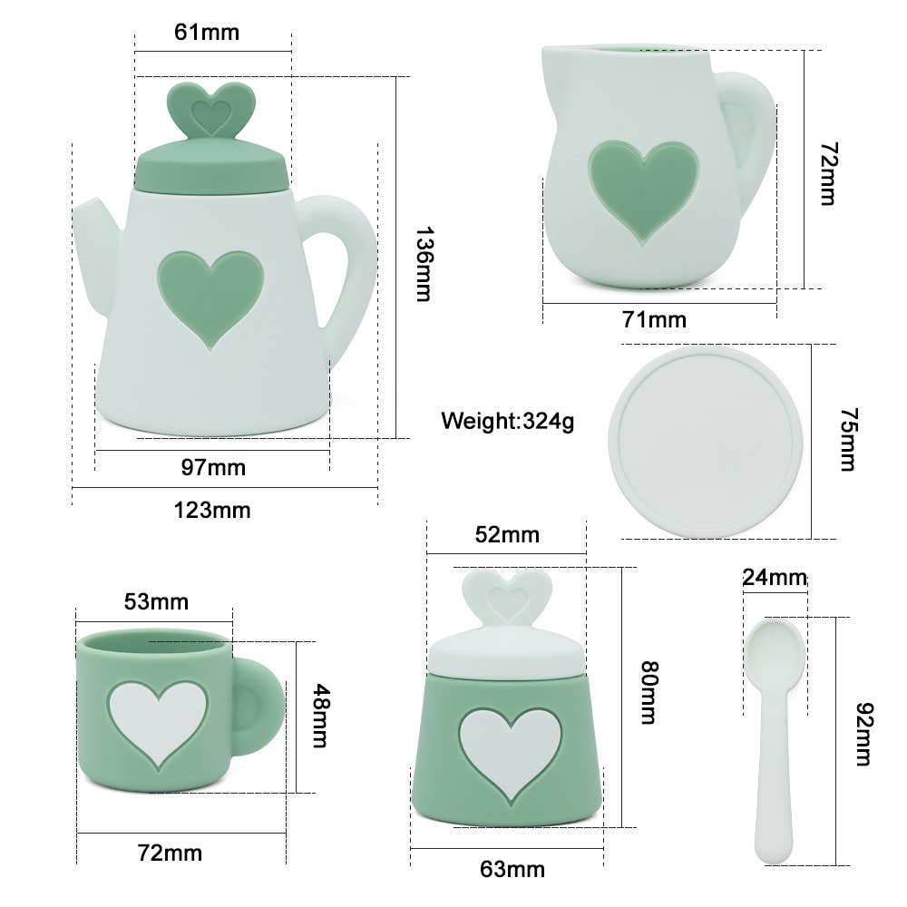 ToysLink - Green Silicone Tea Set
