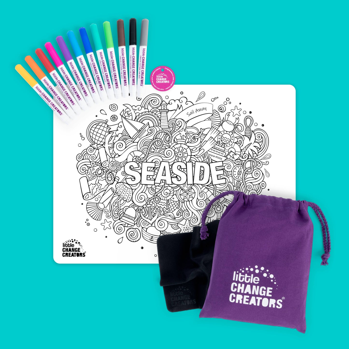 Little Change Creators - SEASIDE | Eco-Friendly Kid's Wipeable Colouring Set