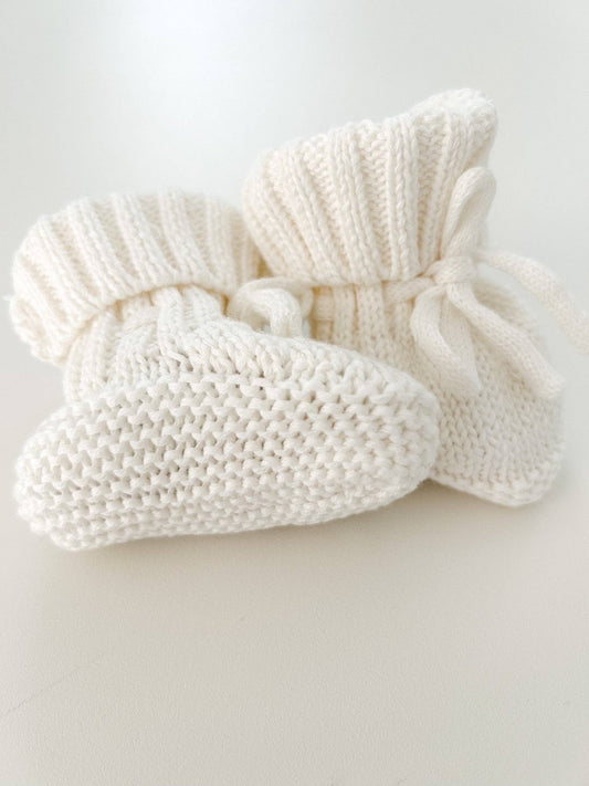 Petite + Co - CUFF NEWBORN LACE BOOTIES - MILK