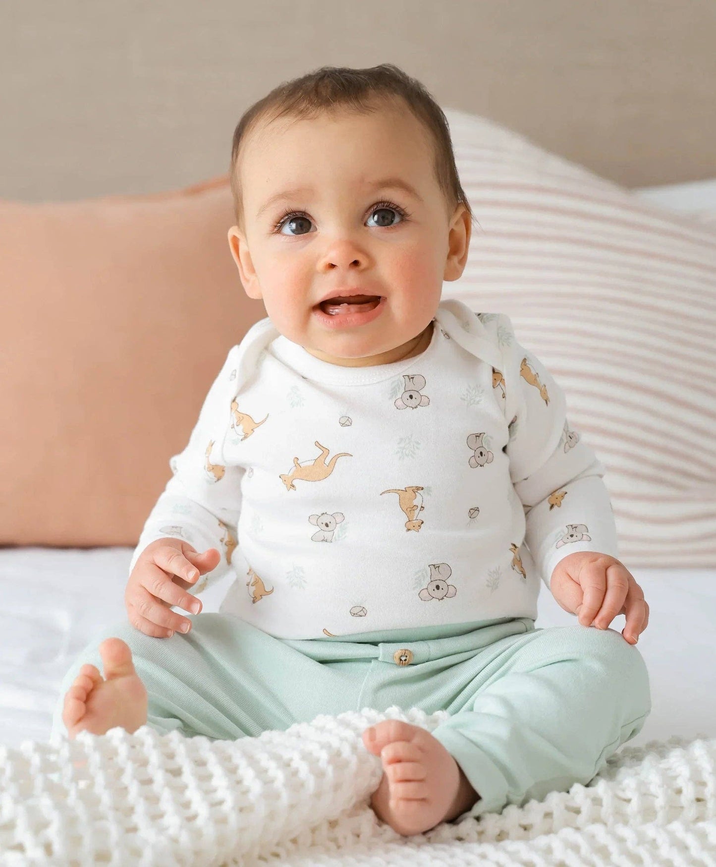 Lūmmi in Colour Babywear - Organic Cotton Slouchy Track Pants - Lime Green