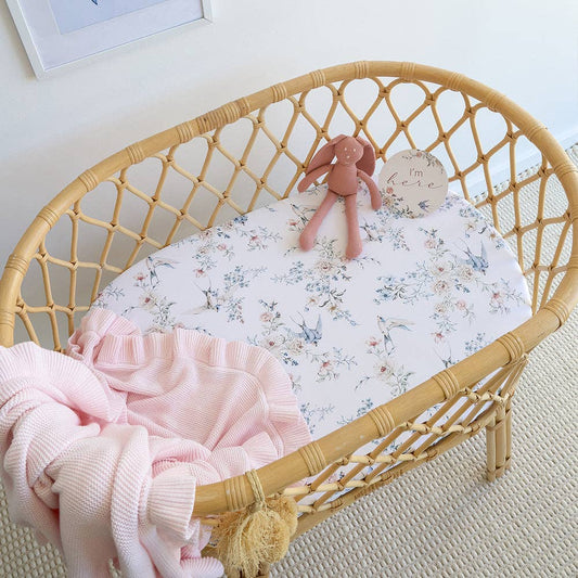 Snuggle Hunny - Sweet Swallows Organic Bassinet Sheet / Change Pad Cover