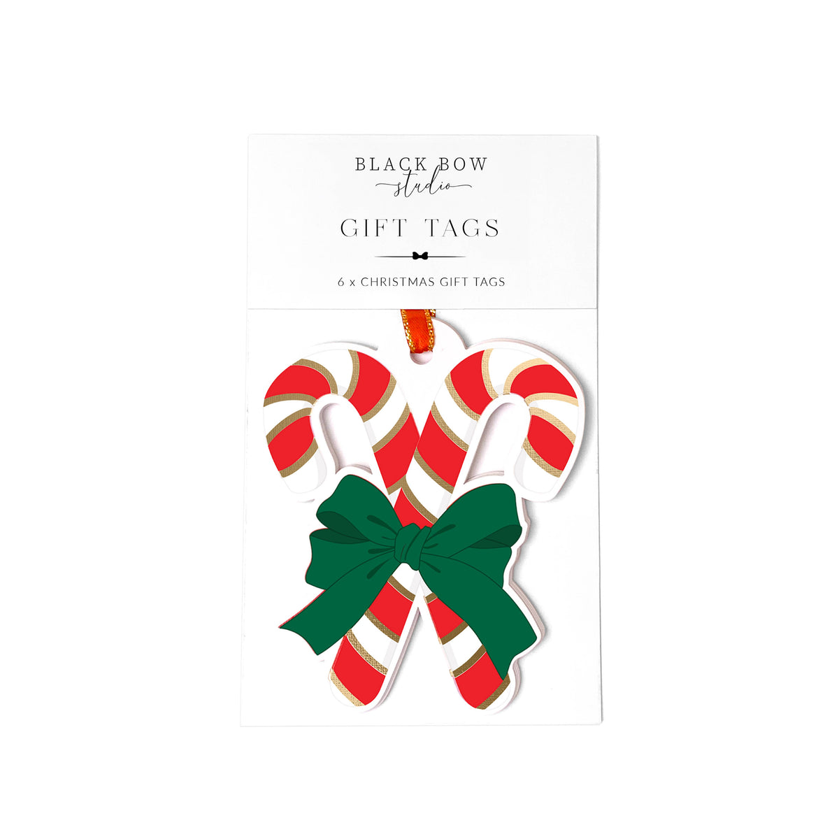 Black Bow Studio - Candy Cane Christmas Gift Tag Set - Red Green