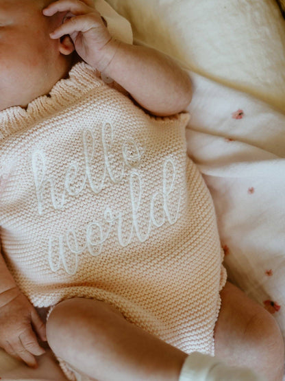 Elke & Indigo - Hello World Scallop Romper - Pink/White