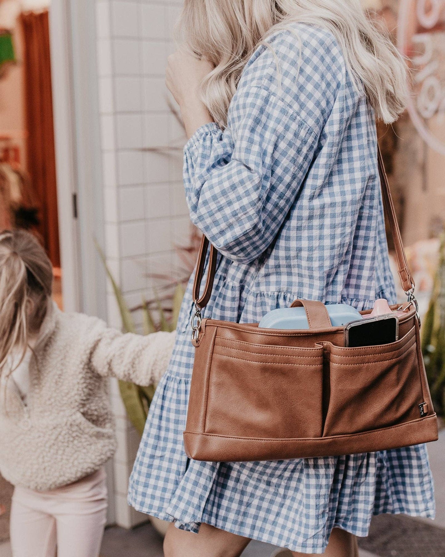 OiOi - Signature Pram Caddy - Tan Vegan Leather