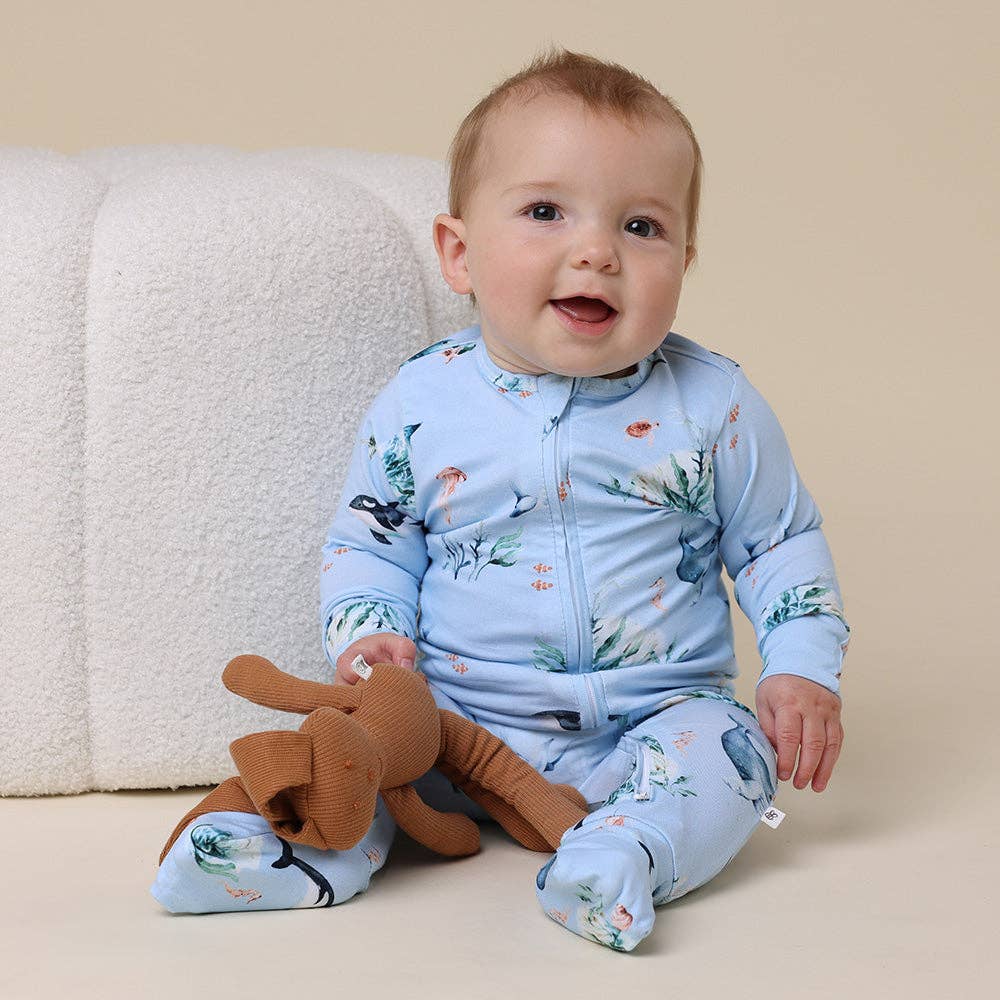 Snuggle Hunny - Blue Ocean Organic Snugglesuit Convertible Romper