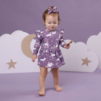 Snuggle Hunny - Midnight Swan Long Sleeve Organic Dress