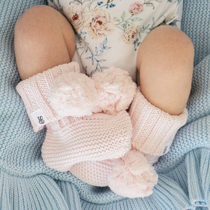 Snuggle Hunny - Blush Pink Organic Cotton Knit Booties