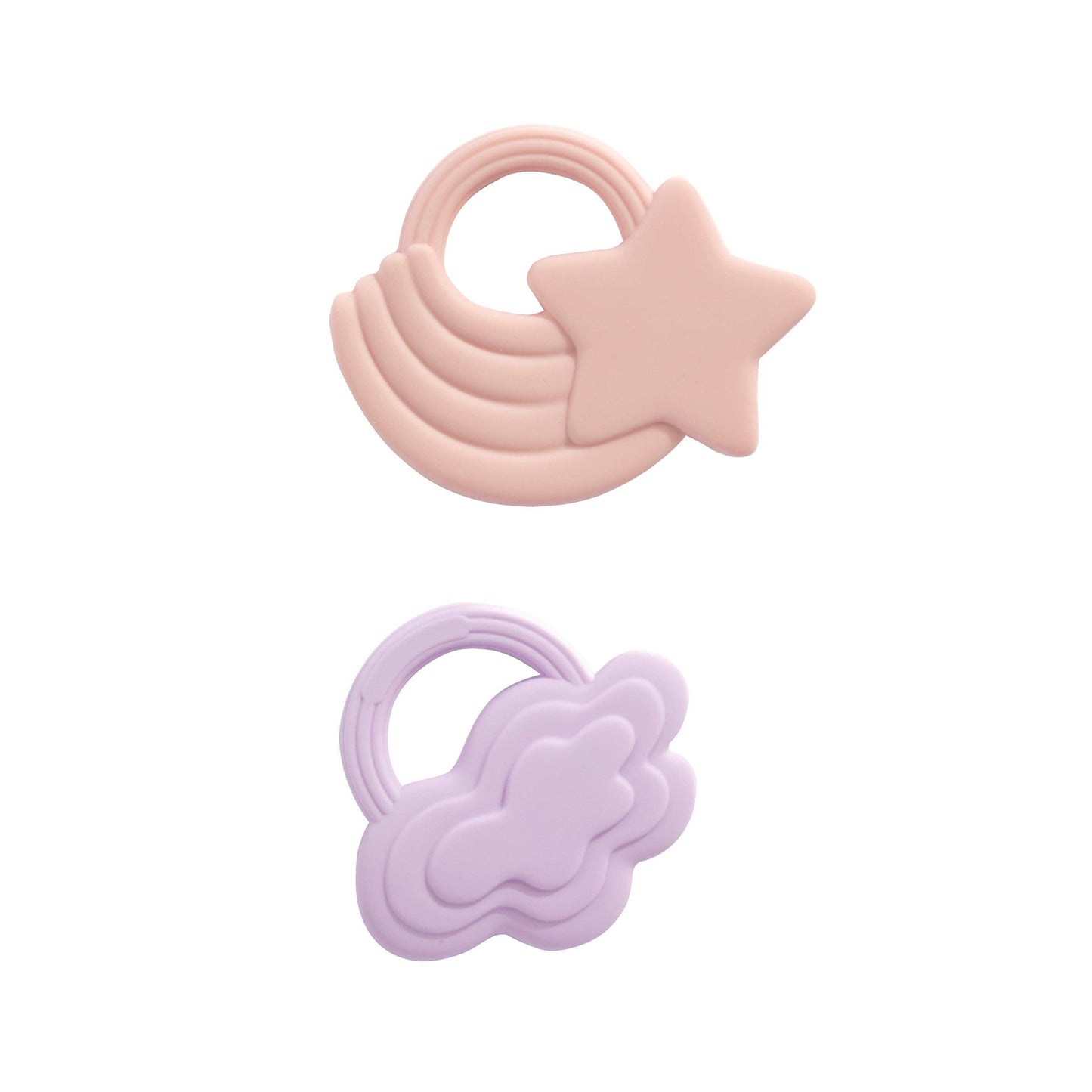 Living Textiles - 2pk Silicone Teether - Stars & Cloud Pink
