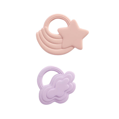 Living Textiles - 2pk Silicone Teether - Stars & Cloud Pink