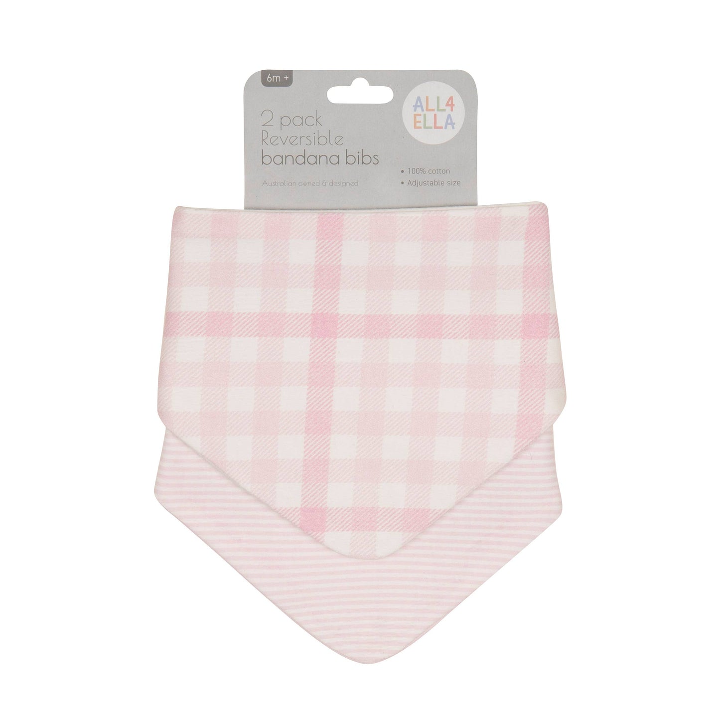 All4Ella - Bandana Bibs 2pk - Gingham Pink