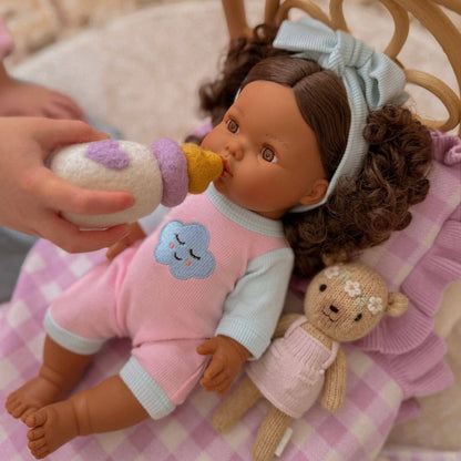 SALLI COLLECTIVE - Dolls Sweet Dreams cloud Romper + Bow set Fits 34-38cm