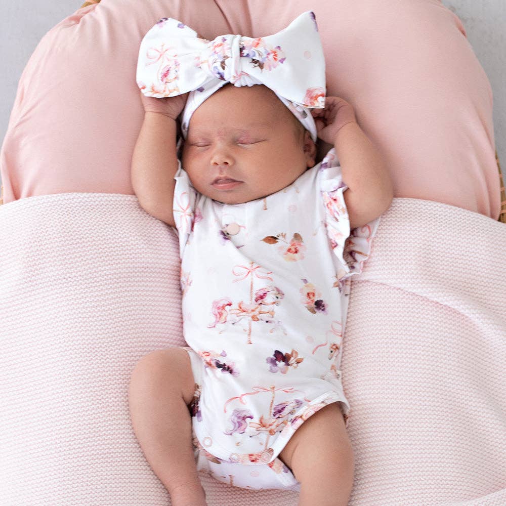 Snuggle Hunny - Carousel Short Sleeve Organic Bodysuit with Frill
