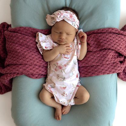 Snuggle Hunny - Alice's Tea Party Short Sleeve Organic Bodysuit