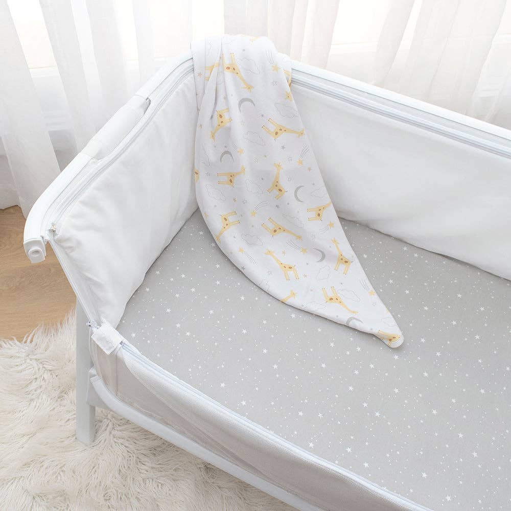 Living Textiles - 2pk Bedside Bassinet Fitted Sheets - Noah/ Grey Stars