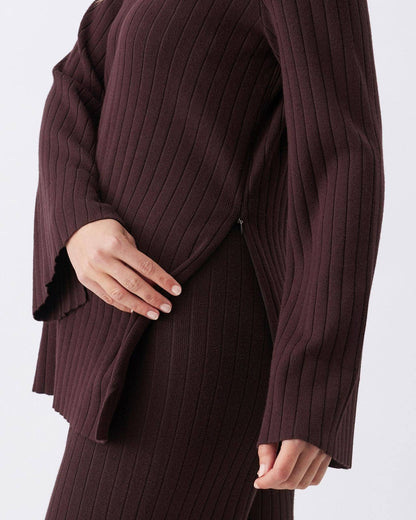 Ripe Maternity - Dallas Rib Knit Nursing Top Cocoa