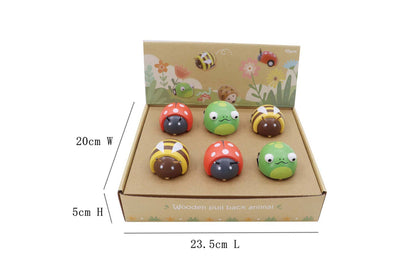 ToysLink - Wooden Pull Back Animal-Bee, Frog and Ladybug