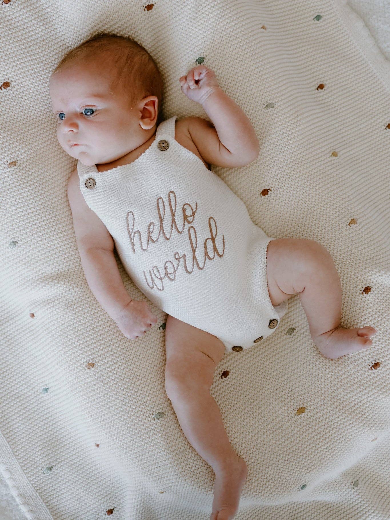 Elke & Indigo - Hello World Romper - White/Mocha
