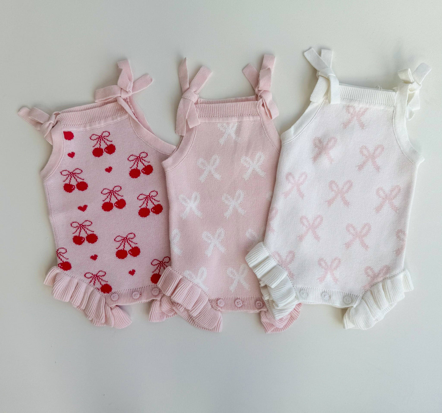 Petite + Co - Summer Bow Frill Romper - Milk