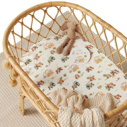 Snuggle Hunny - Diggers & Tractors Organic Bassinet Sheet / Change Pad Cover