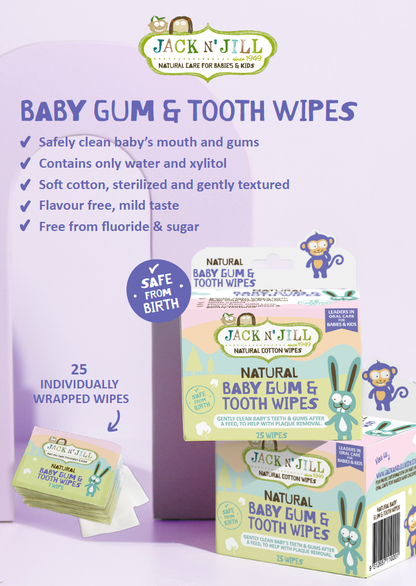 Jack N' Jill Kids - Natural Baby Gum & Tooth Wipes - 25 Pack