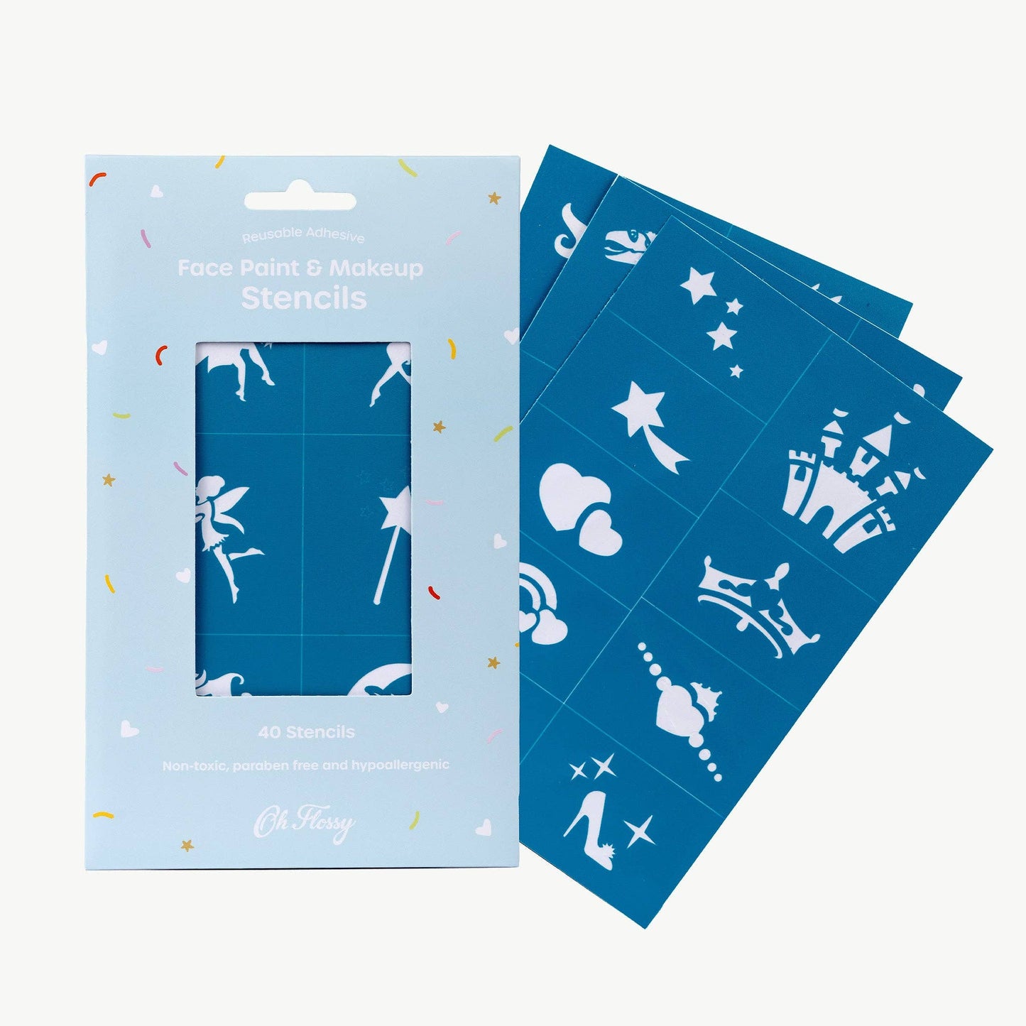 Oh Flossy - Oh Flossy Reusable Adhesive Face Paint & Makeup Stencils - Teal
