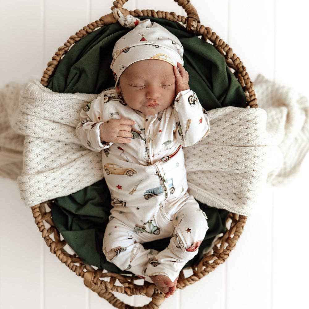 Snuggle Hunny - Vintage Cars Organic Snugglesuit Convertible Romper
