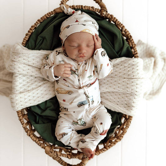 Snuggle Hunny - Vintage Cars Organic Snugglesuit Convertible Romper