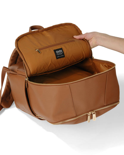 OiOi - Multitasker Nappy Backpack - Chestnut Brown Vegan Leather