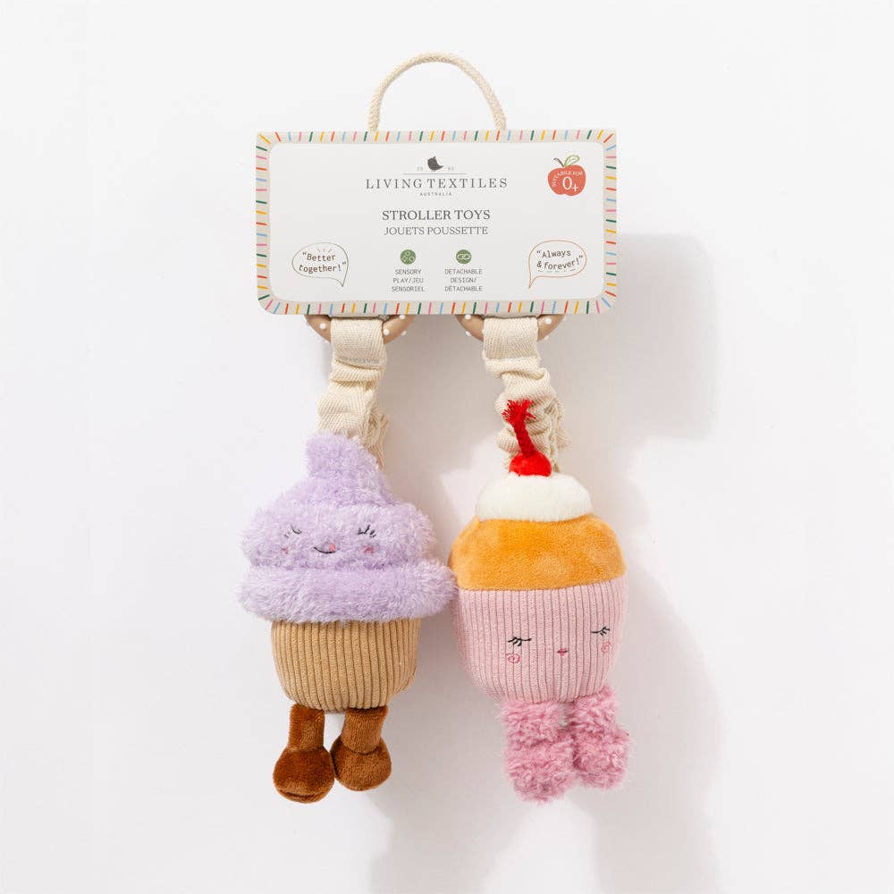 Living Textiles - 2 Pack Mini Market Brunch Stroller Toys - Ice Cream & Cupcake