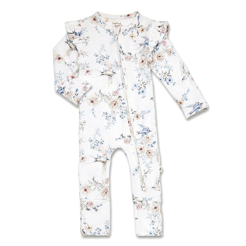 Snuggle Hunny - Sweet Swallows Organic Snugglesuit Convertible Romper