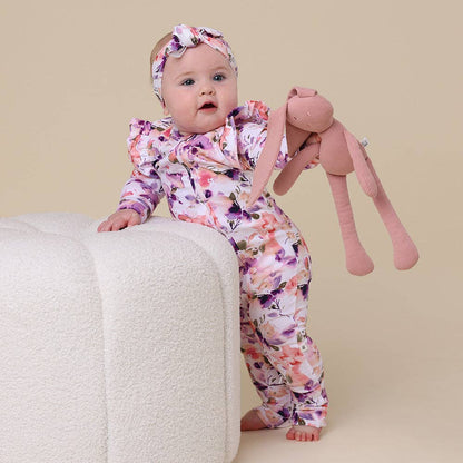 Snuggle Hunny - Blushing Beauty Organic Snugglesuit Convertible Romper with Frill