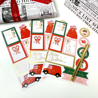 Black Bow Studio - Christmas Gift Tag Sticker Sheets - Set of 36 Sticker