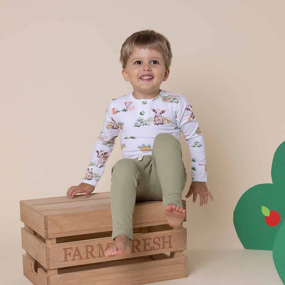 Snuggle Hunny - Farm Long Sleeve Organic Bodysuit