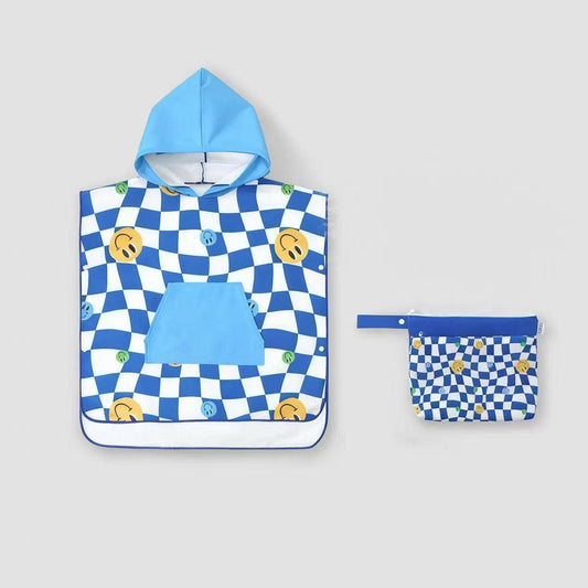 LESIMO - Sand Free Kids Hooded Towel - Smiley Face