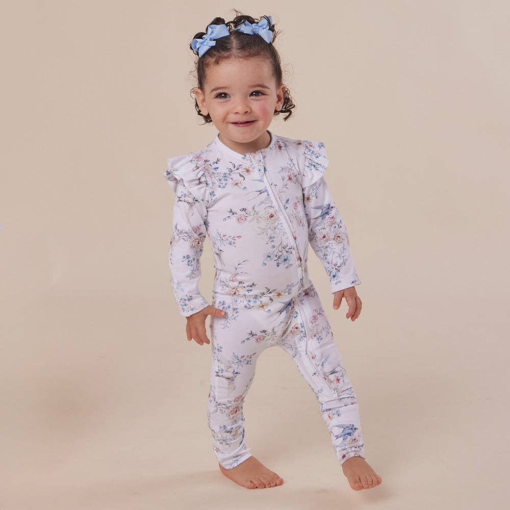 Snuggle Hunny - Sweet Swallows Organic Snugglesuit Convertible Romper
