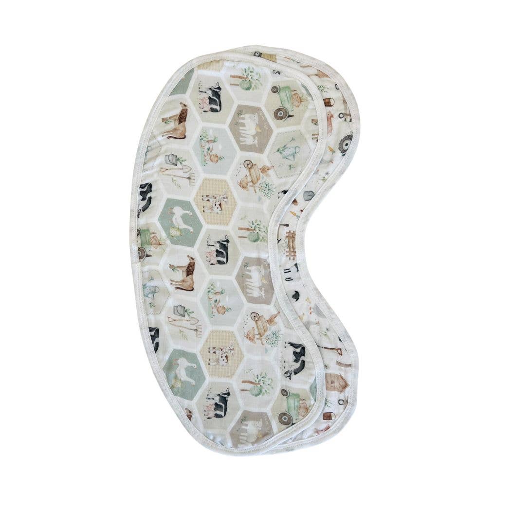 Cuddle Bug & Co - Burp Bib 2pk Patchwork Farm & Farm Life